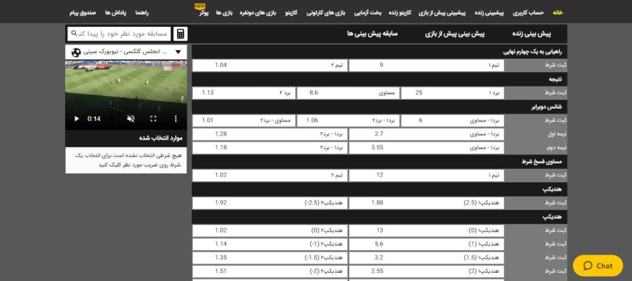 اپشن های شرط بندی در وین بت winbet