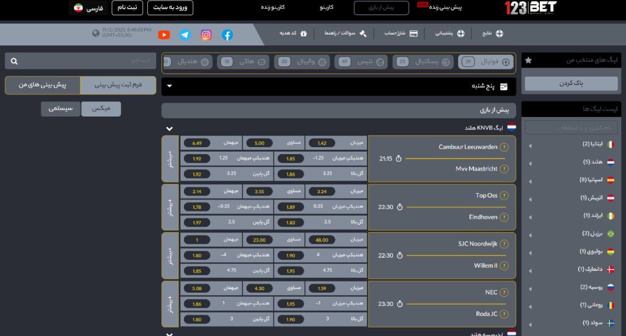 شرط بندی ورزشی ۱۲۳بت
